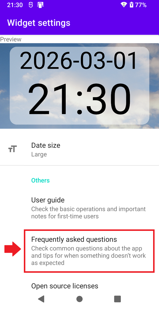 Location of the FAQ section